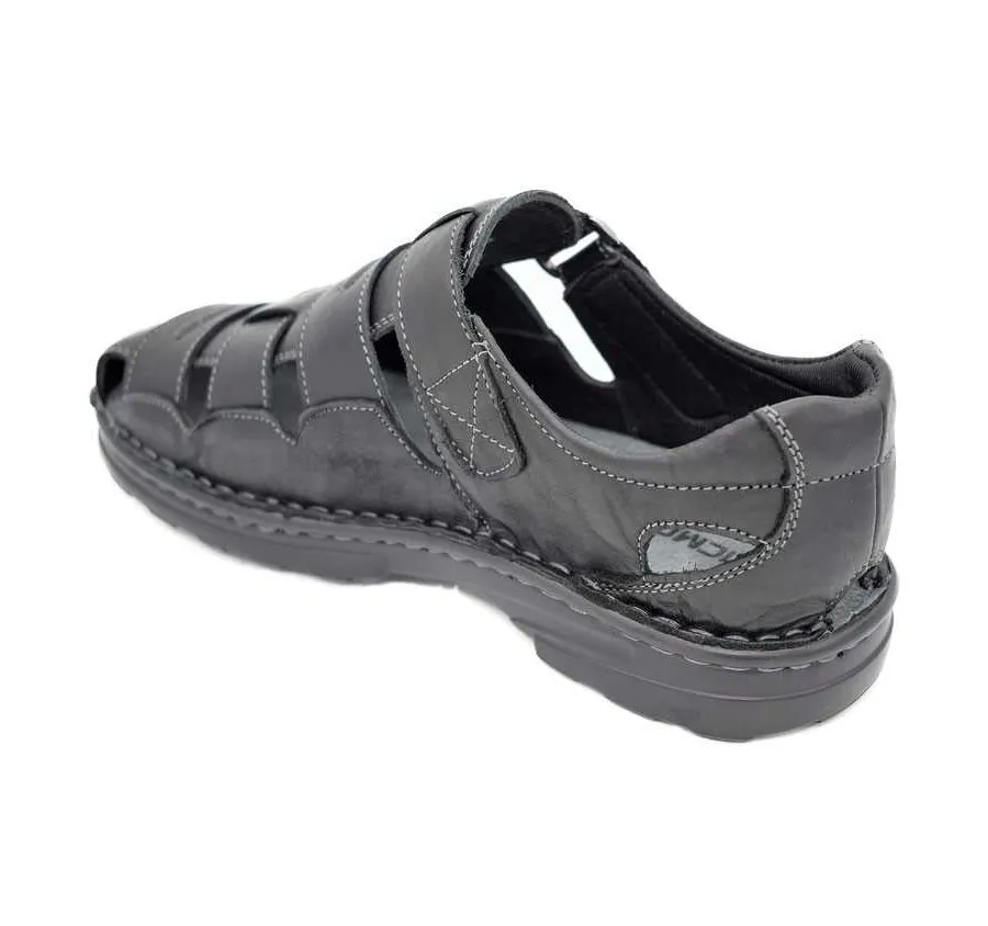 SANDALIA VICMART 961-5 TIRAS CON VELCRO CÓMODA Y FRESCA ZAPATO DE HOMBRE PIEL NEGRO 23913