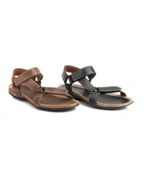 Sandalias Hombre Piel Negro Marrón Velcro