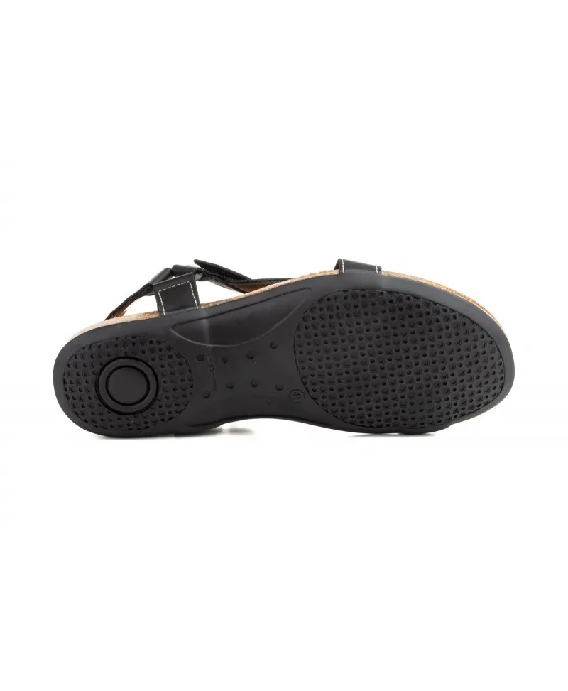 Sandalias Hombre Piel Negro Marrón Velcro