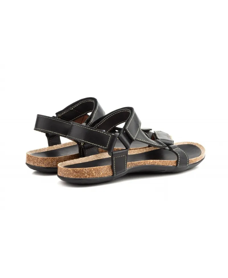 Sandalias Hombre Piel Negro Marrón Velcro