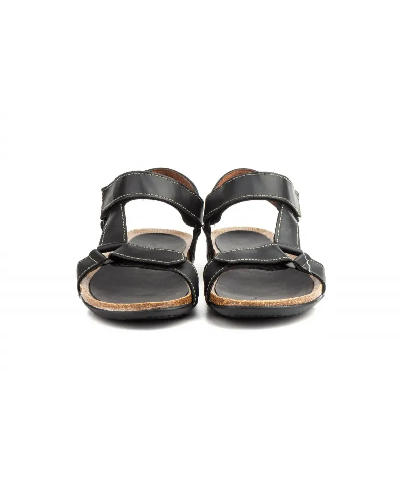 Sandalias Hombre Piel Negro Marrón Velcro