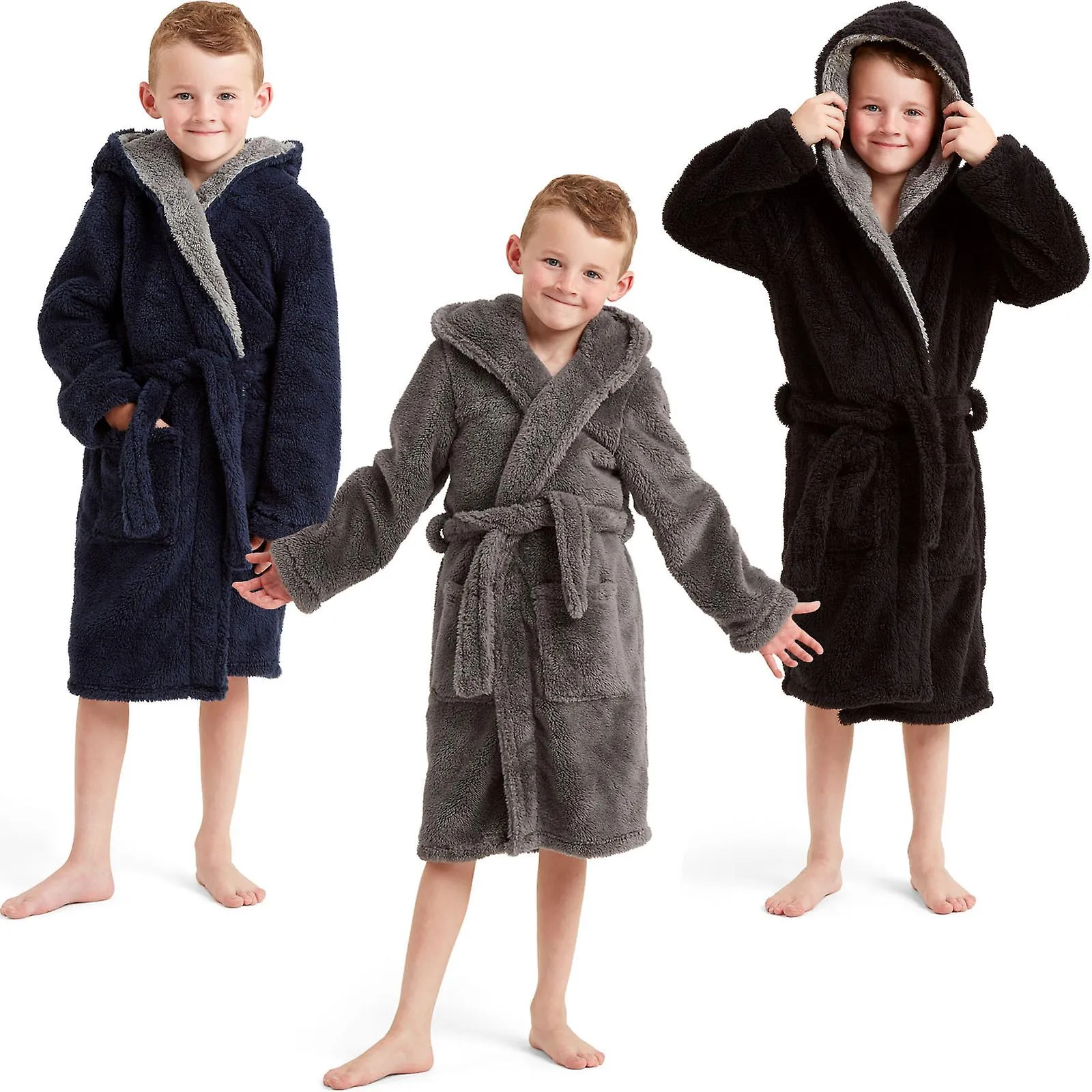 Snuggaroo Kids Boys Soft Fleece Hooded Bath Bata Bata 5-14 años