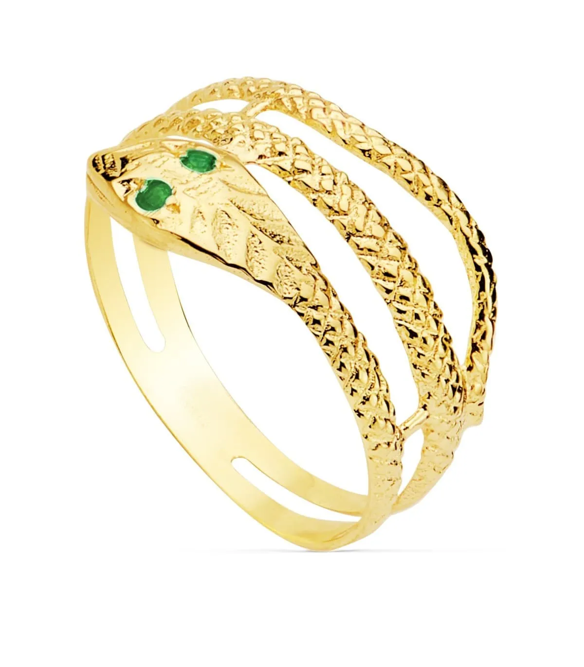 Sortija Mujer Serpiente Oro Amarillo 18K Esmeralda