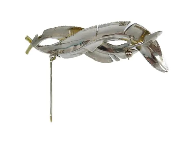 Tiffany & Co Broche de pluma Tiffany en plata 925 y oro amarillo de 18K Dorado 