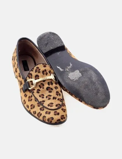 Topshop Mocasín pelo animal print