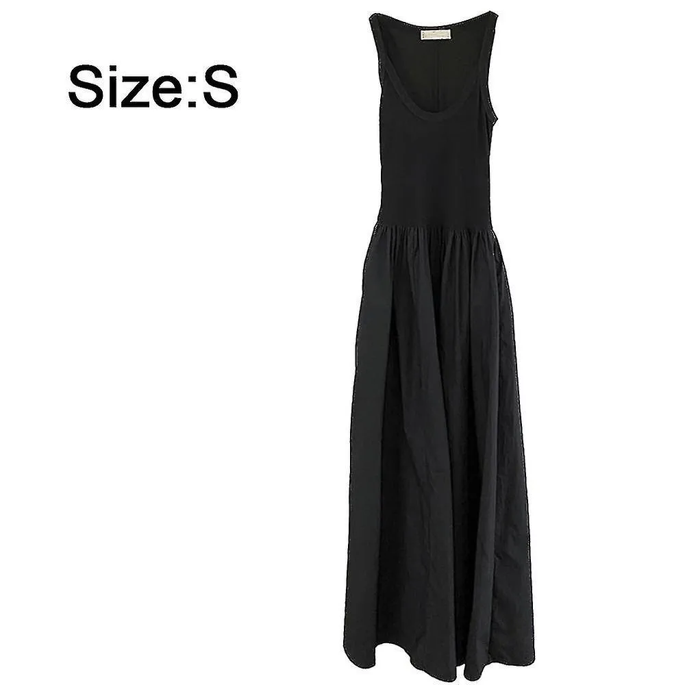 Verano Mujer sin mangas Loose Splic Design Maxi Casual Long With Pockets S