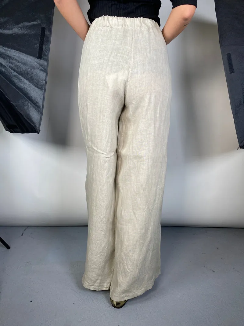 VINTAGE Pantalón de Lino con Capas