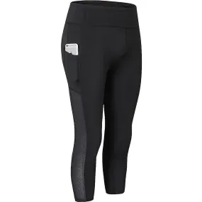 Women's Running Tights Leggings Running Capri Leggings Patchwork With Phone Pocket 3/4 Tights Sports & Outdoor Athletic 