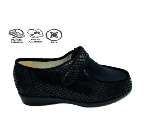 ZAPATO DOCTOR CUTILLAS 10625 MEGAANCHA VELCRO LICRA NEGRO FORRO TEXTIL BAMBU 25364