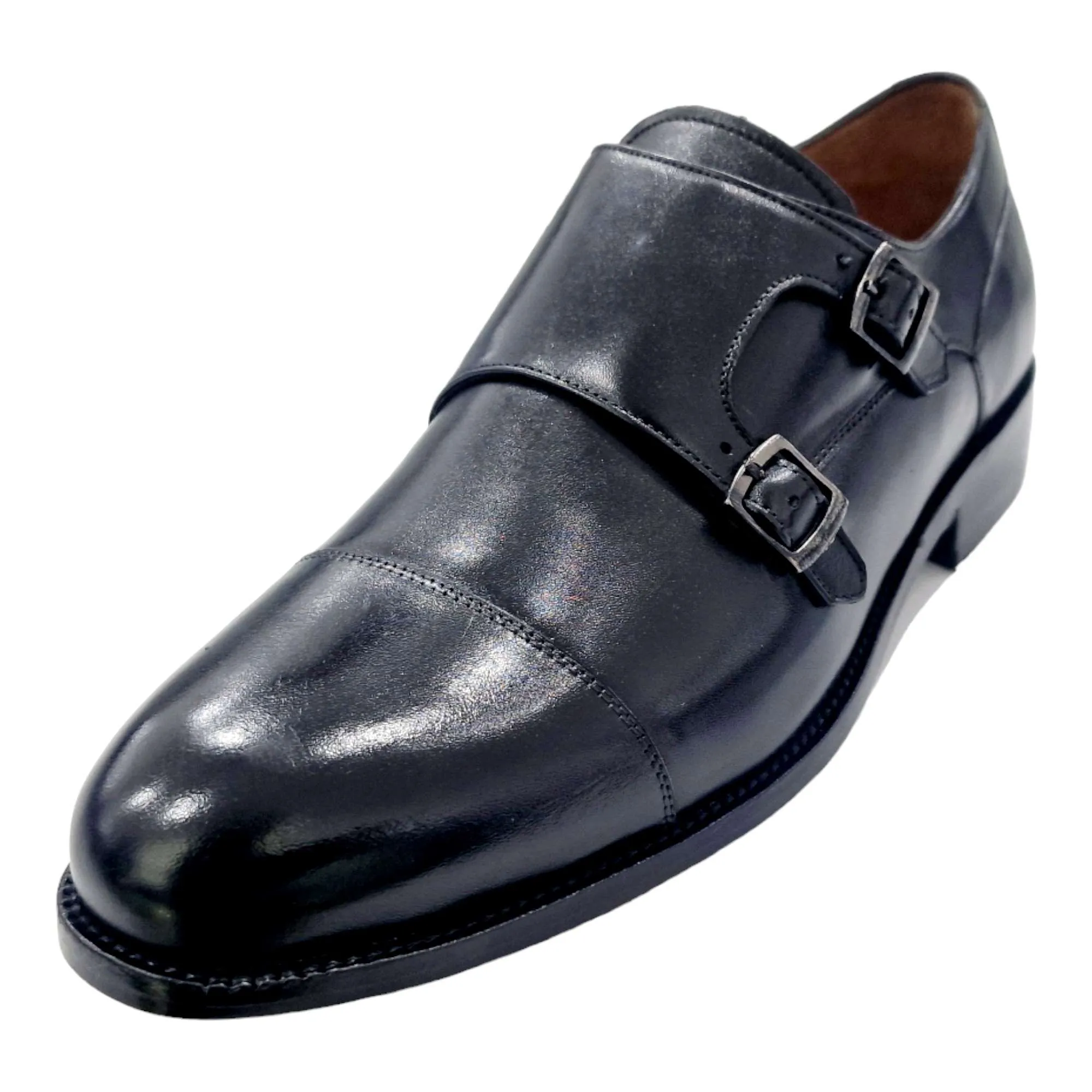 ZAPATOS DE VESTIR HOMBRE BLUCHER 2 HEBILLAS NEGRO