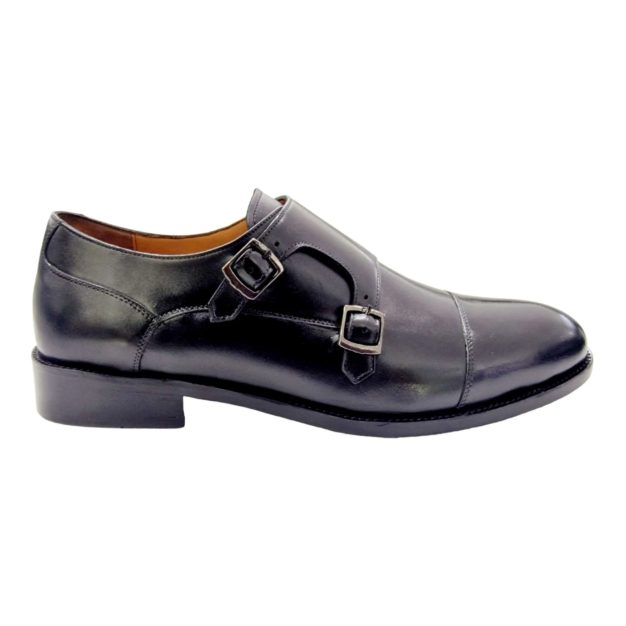 ZAPATOS DE VESTIR HOMBRE BLUCHER 2 HEBILLAS NEGRO