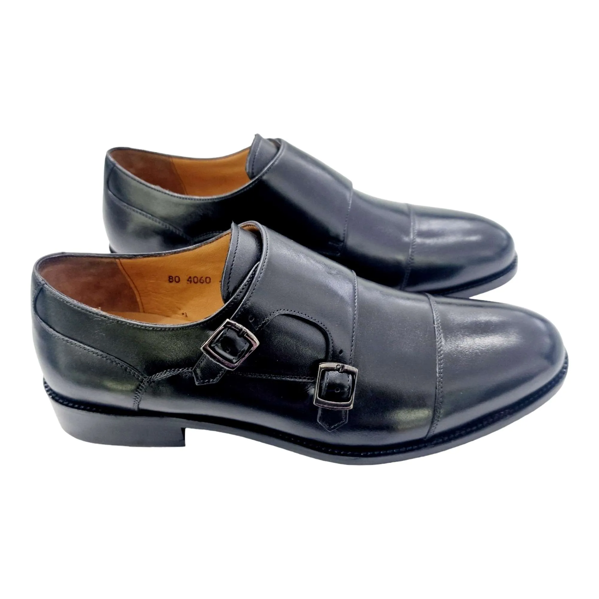 ZAPATOS DE VESTIR HOMBRE BLUCHER 2 HEBILLAS NEGRO